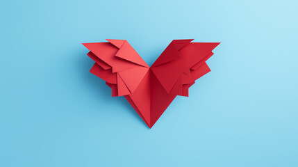 Paper heart in blue wall.