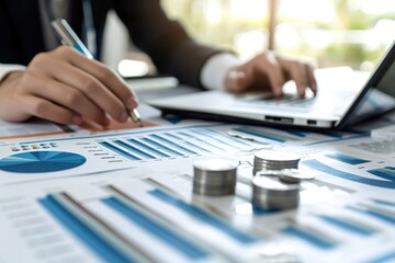 Business Financing Accounting Banking Concept, business people analyzing cost graphs on desks at conference room