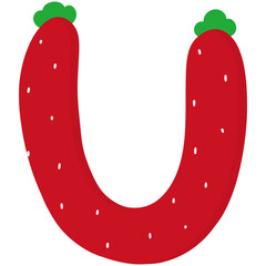 Letter u red strawberry 