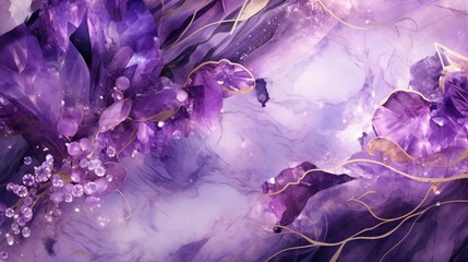 A gleaming amethyst gemstone background with purple hues and exquisite patterns, perfect for adding a touch of mystique to digital designs - Generative AI