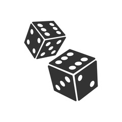 Game dice graphic icon. Two black dice sign isolated on white background. Vector illustration
