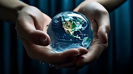 hands holding the earth earth and water day