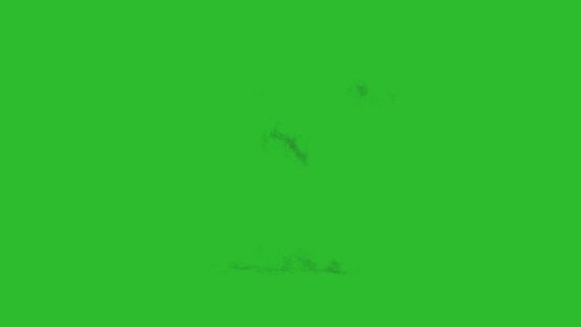 Artillery explosion on green screen and black background with alpha channel 