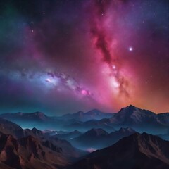 Fototapeta na wymiar Colourful night sky with stars and nebula
