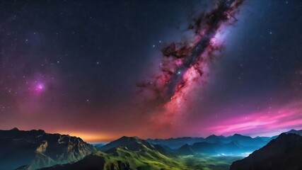 Colourful night sky with stars and nebula