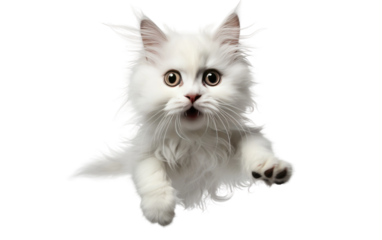 Aerial Pounce Cat Jumps with Feline Agility on Transparent or clear Background PNG