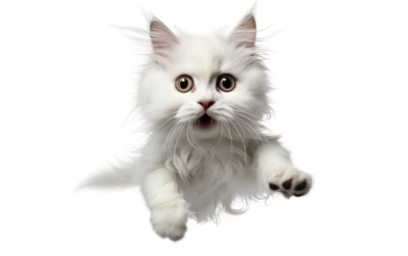 Aerial Pounce Cat Jumps with Feline Agility on Transparent or clear Background PNG