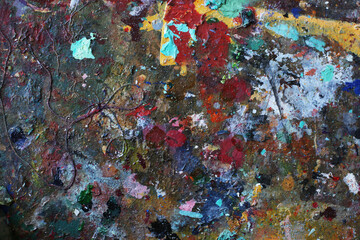 Colorful wall. Abstract painting wall. Texture background. bright palette with artistic paint. in the artist’s studio