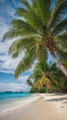 Fototapeta premium Beautiful tropical beach and sea with coconut palm tree in paradise island