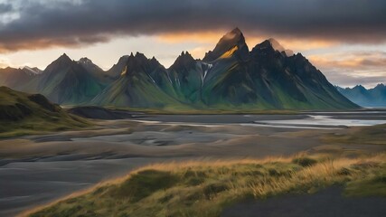 Vestrahorn mountains in stokksnes, iceland.