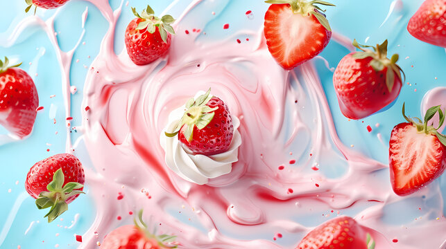 Yoghurt cream with strawberries