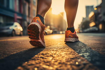 person running on the road in the morning