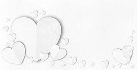 White art paper heart with white background blank for fill font or text Valentine day.