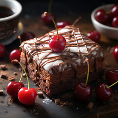 Tasty dessert for Valentine's day red velvet cake in shape of hearts