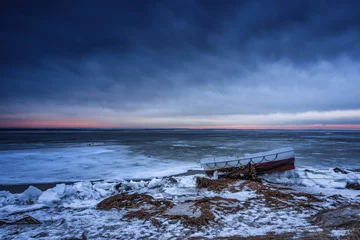 Foto op Plexiglas Baltic sea beach at winter in Kuznica, Hel Peninsula. Poland © Patryk Kosmider