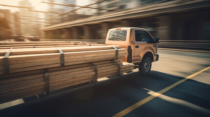 large industrial timber transport truck