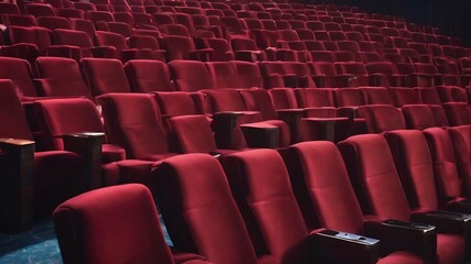 Rows of red seats in a theater