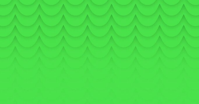 Abstract Animated curved zigzag pattern moving from up to down and fading with background. Animated Green color curved zig zag shapes with shadow falling from up to down animated background. 