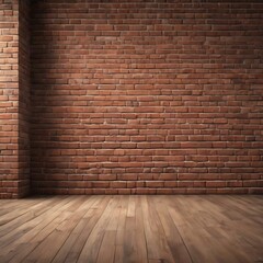 Room made of brick wall and wooden floor