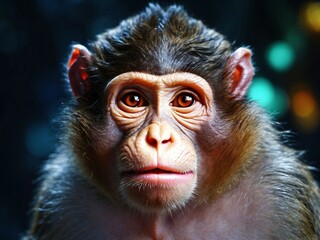 A close-up portrait of an adorable monkey