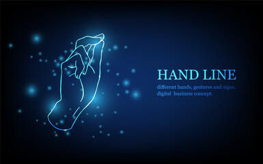 Human hand line, different hands, gestures and signs, digital business concept, futuristic digital innovation background vector illustration.