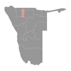 Oshana region map, administrative division of Namibia. Vector illustration.