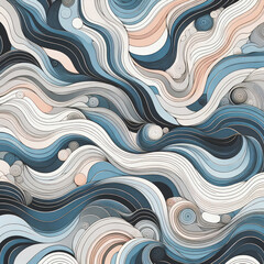 Random Blue Wave Ocean pattern texture Oil Paint flow thick dynamic animated layered wild dynamic swirl curve background with 3D Effect like imasto Art erfect composition stylized cartoon ornament