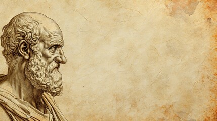 Aristotle Depiction with Blank Background for Custom Text - obrazy, fototapety, plakaty