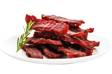 Indulging in Beef Jerky Isolated On Transparent Background