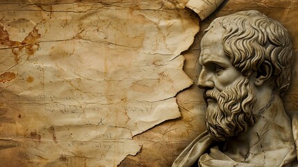 Naklejka premium Aristotle Artwork with Empty Background for Writing Quotes