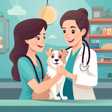 flat image on the theme "At the veterinarian's appointment"