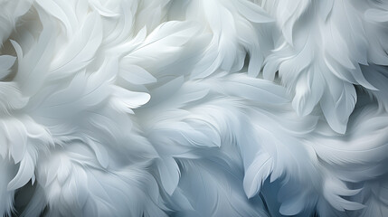 Beautiful fluffy white feather, abstract feather on white background. High resolution. Copy space for design and text. Pastel beige and white colors. High resolution. - obrazy, fototapety, plakaty