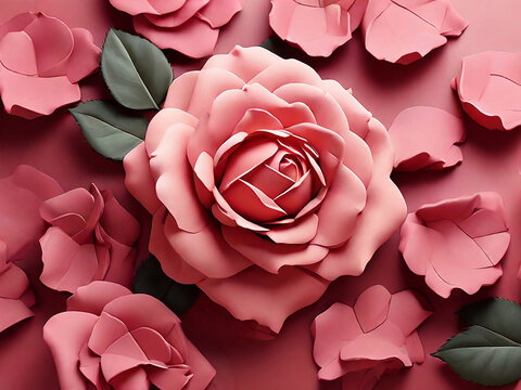 Beautiful rose on white background with colorful Generative AI Photo