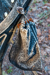 Frost covering a dog treat bag