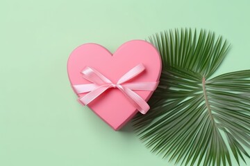 Heart gift box on a pink background. The concept of Valentine Day, love day