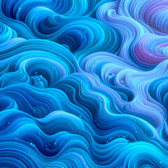 Random Blue Wave Ocean pattern texture Oil Paint flow thick dynamic animated layered wild dynamic swirl curve background with 3D Effect like imasto Art erfect composition stylized cartoon ornament