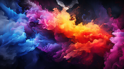 Fototapeta premium abstract multicolored powder splatted on white background, Freeze motion of color powder exploding. 3d