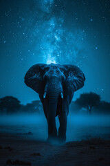 Afrikanischen Savanne Elefant unter einem Sternenhimmel 