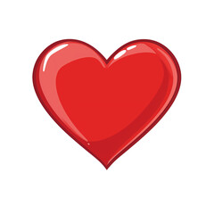 Glossy red heart illustration suitable for themes like love, Valentine's Day, or romance-related design elements isolated on transparent background
