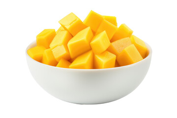 Mango Cubes in a Summery Bowl Isolated On Transparent Background - obrazy, fototapety, plakaty