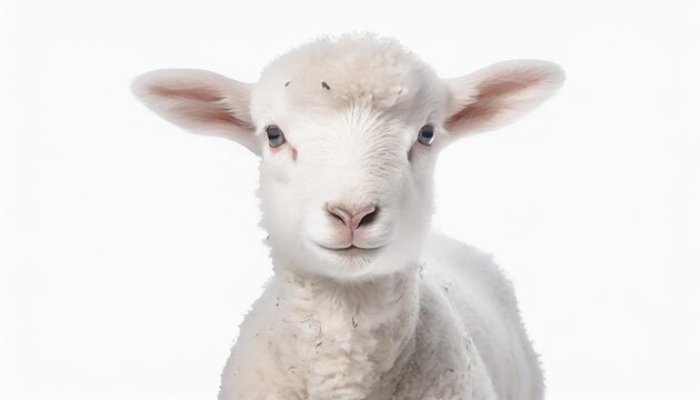 cute white lamb isolated on a white background as transparent png animal