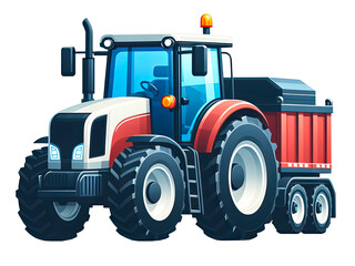 Tractor with trailer illustration clip art isolated. AI generative