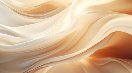 Fototapeta premium Beige cream silk satin. Draped fabric. Light pale brown luxury background with space for design.