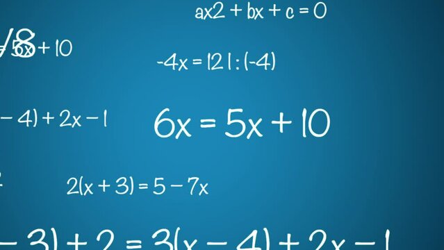 Math and physics formulae pass through the screen and fall away. Animation of maths equations. Fast movement of plexus formulas. Science, technology Genetics biology, biotechnology, chemistry, scienc