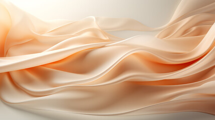 Beige cream silk satin. Draped fabric. Light pale brown luxury background with space for design.