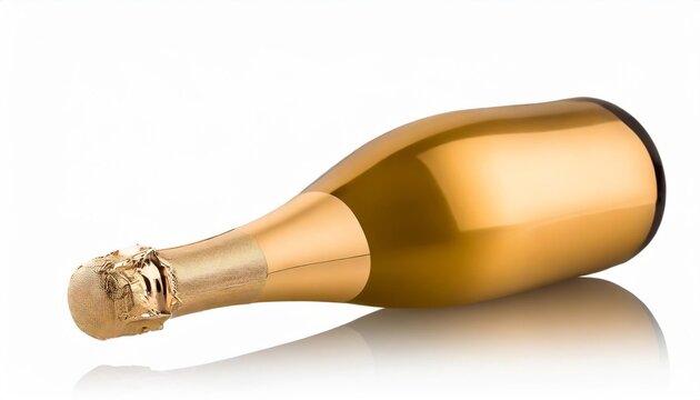 isolated gold glossy champagne bottle image