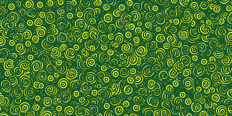 Green Swirl Spiral Texture Pattern tile with ornament floral decor design with vibrand fresh young friendly playful color  for Product or Interior Design crazy light nature plant art layout 
