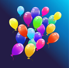    Multicolor Balloons on blue background 