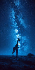 Afrikanischen Savanne Giraffe unter einem Sternenhimmel 