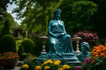 buddha statue in the garden  Generated Ai